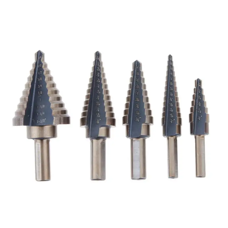 5Pcs/Set HSS Steel Cobalt Step Drill Bits Multiple Hole 50 Sizes Step Drill Bit Set Woodworking Wood Metal drill bit set Tool
5Pcs/Set HSS Steel Cobalt Step Drill Bits Multiple Hole 50 Sizes Step Drill Bit Set Woodworking Wood Metal drill bit set Tool