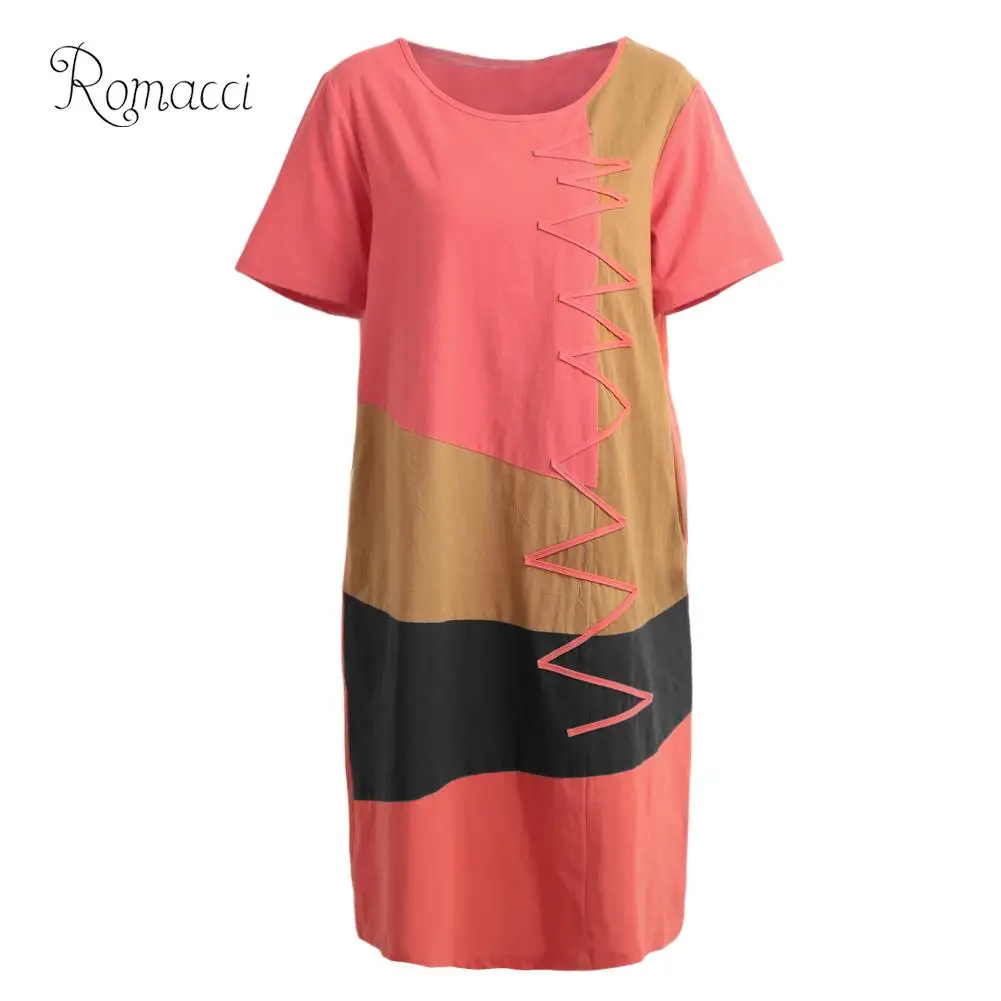 Платье Romacci женское из 2019 хлопка Свободный Повседневный офисный сарафан с