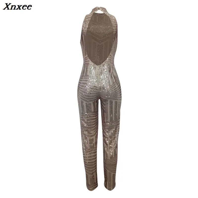 Xnxee 2020 New Sequins Backless Halter Bandage Jumpsuits Fashion Sexy Sleeveless Skinny Women Rompers Night Club Wear Costumes
Xnxee 2020 New Sequins Backless Halter Bandage Jumpsuits Fashion Sexy Sleeveless Skinny Women Rompers Night Club Wear Costumes