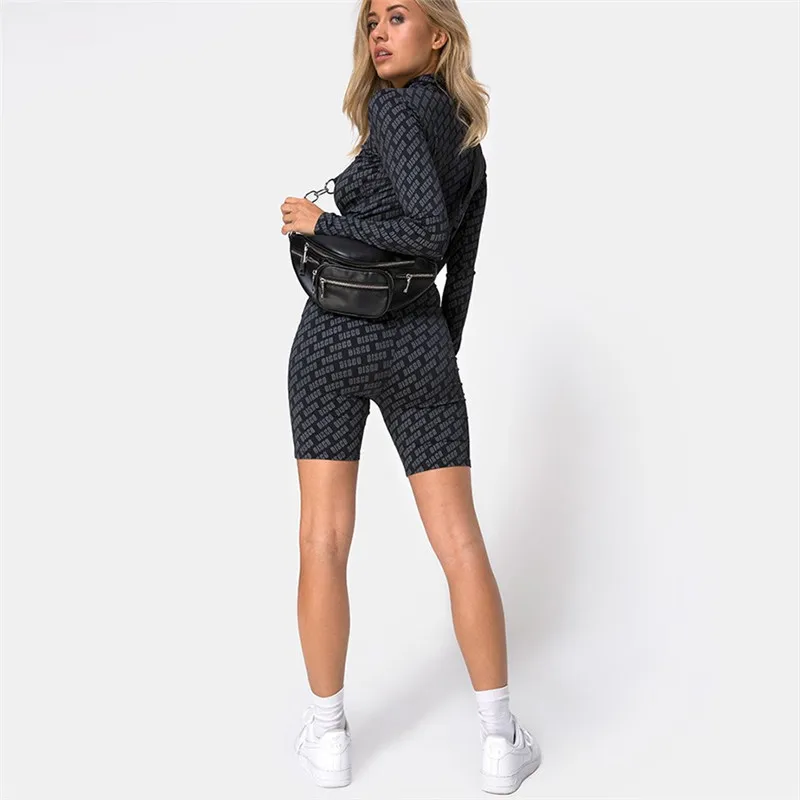 Женский спортивный костюм Toplook черный эластичный Топ с буквенным принтом