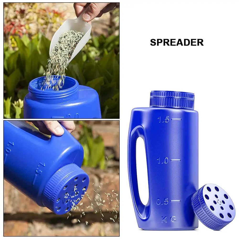 2L Hand Held Spreader Adjustable Hole Size For Seed Fertilizer Salt Gardening Tool Watering Can Seeding Tool Portable Fertilizer
2L Hand Held Spreader Adjustable Hole Size For Seed Fertilizer Salt Gardening Tool Watering Can Seeding Tool Portable Fertilizer
