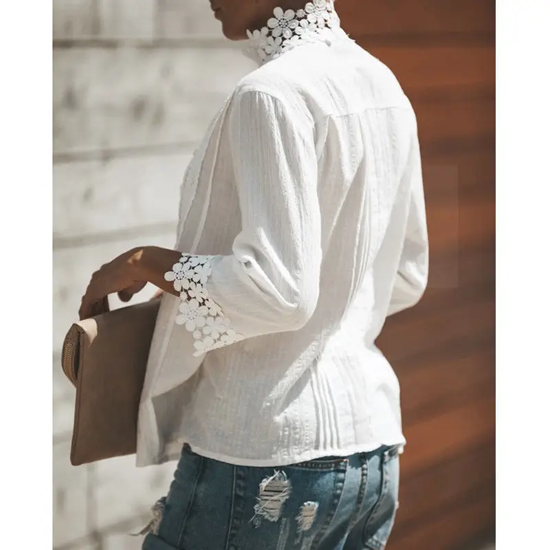 Autumn Newly Fashion Women Ladies Causal Shirts Blouse Tops Long Sleeve Lace Floral White Cotton Tops Tees
Autumn Newly Fashion Women Ladies Causal Shirts Blouse Tops Long Sleeve Lace Floral White Cotton Tops Tees
