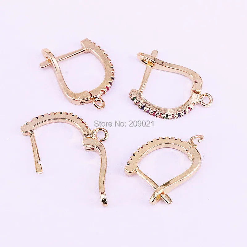 Wholesale 10Pairs Earring Jewelry Making Accessory DIY Findings Fashion Hoop with Micro Pave Rainbow CZ
Wholesale 10Pairs Earring Jewelry Making Accessory DIY Findings Fashion Hoop with Micro Pave Rainbow CZ