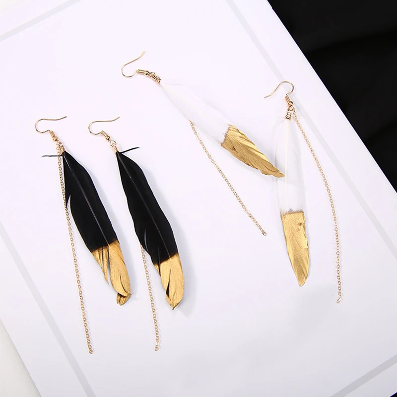 1Pair Unique Bohemian Long Chain Black Feather White Tassel For Women Girl Drop Earring Fashion Jewelry Valentines Gift
1Pair Unique Bohemian Long Chain Black Feather White Tassel For Women Girl Drop Earring Fashion Jewelry Valentines Gift