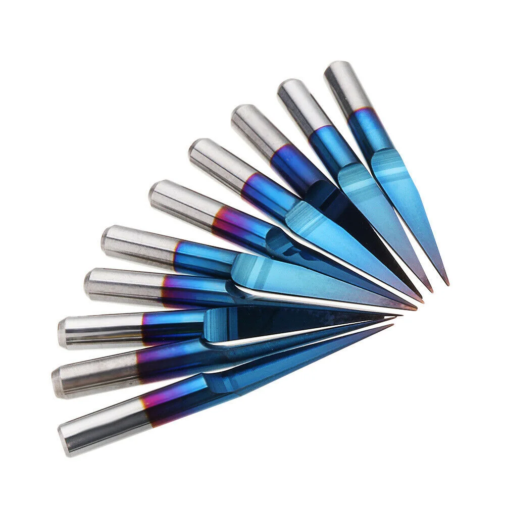 10pcs 3.175mm Blue Coating PCB 3D Milling Cutter 10/15/20/25 Degrees Tungsten Carbide V Shape Engraving Bit CNC Router Tool
10pcs 3.175mm Blue Coating PCB 3D Milling Cutter 10/15/20/25 Degrees Tungsten Carbide V Shape Engraving Bit CNC Router Tool