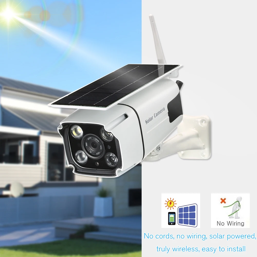 WIFI Wireless Camera 1080P Solar Power PIR Surveillance Security Camera IP66 Waterproof Outdoor Camera with APP Remote Control
WIFI Wireless Camera 1080P Solar Power PIR Surveillance Security Camera IP66 Waterproof Outdoor Camera with APP Remote Control