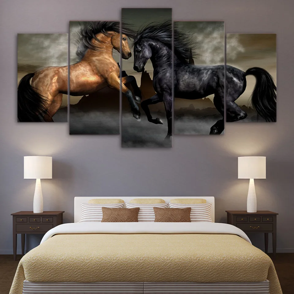 5 Piece HD Print Large Black Brown Two Horse Animal Painting Canvas Wall Art Picture Home Decoration Living Room Canvas Painting
5 Piece HD Print Large Black Brown Two Horse Animal Painting Canvas Wall Art Picture Home Decoration Living Room Canvas Painting