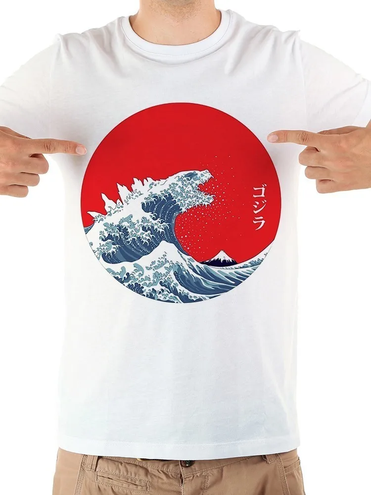 Мужская футболка с короткими рукавами Классическая японская надписью Great Wave off
