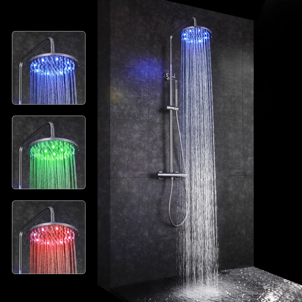 SKOWLL Rainfall Shower Faucet Wall Mount Rain Shower Head Combo LED Bathroom Shower Fixtures with Handheld, Chrome SK-9102
SKOWLL Rainfall Shower Faucet Wall Mount Rain Shower Head Combo LED Bathroom Shower Fixtures with Handheld, Chrome SK-9102