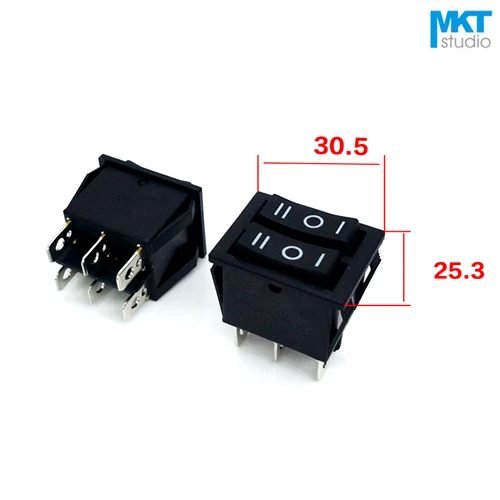 100Pcs Black 30.5*25.3mm 6 Pins 6P 3 Positions Double SPDT Miniature Electrical Boat Rocker Switch
100Pcs Black 30.5*25.3mm 6 Pins 6P 3 Positions Double SPDT Miniature Electrical Boat Rocker Switch