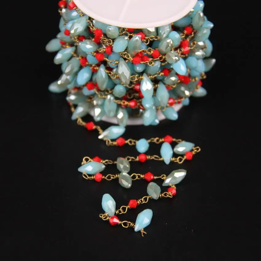 5Meters,Titanium Sliver Grey Blue Glass Faceted Drops Bead Rosary Chain,Red Rhombus Shape bead Link Brass Wire Wrapped Chain
5Meters,Titanium Sliver Grey Blue Glass Faceted Drops Bead Rosary Chain,Red Rhombus Shape bead Link Brass Wire Wrapped Chain