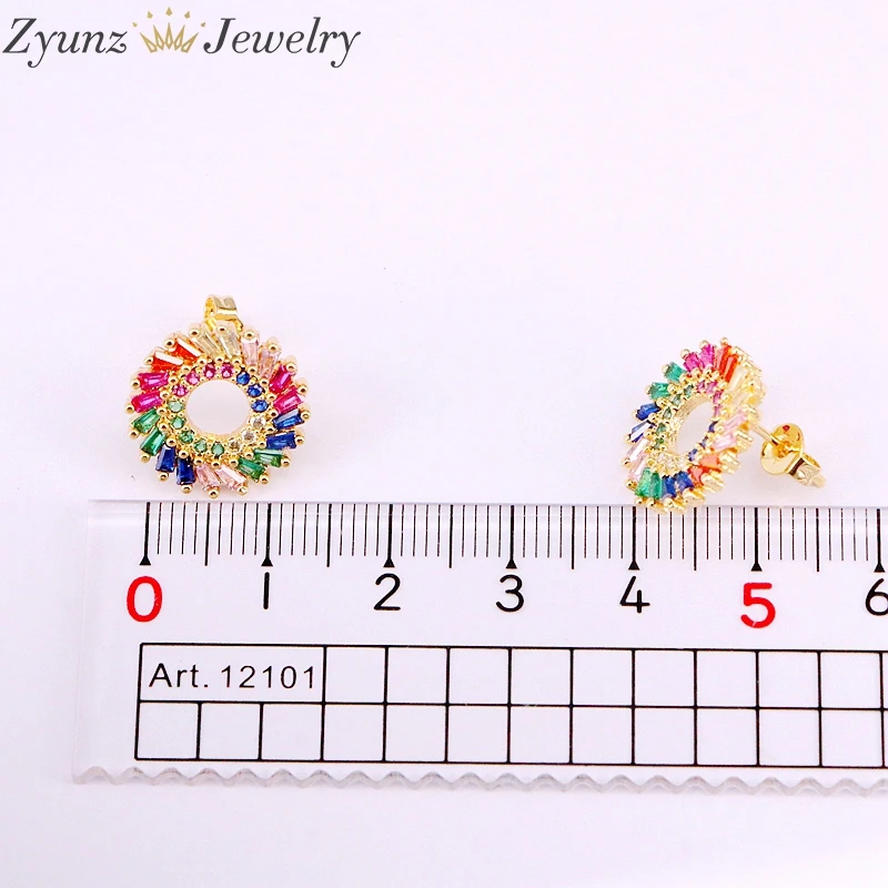 

6Pairs, New Girl Women earring Zirconia Jewelry rainbow cz Crystal Colorful Studs