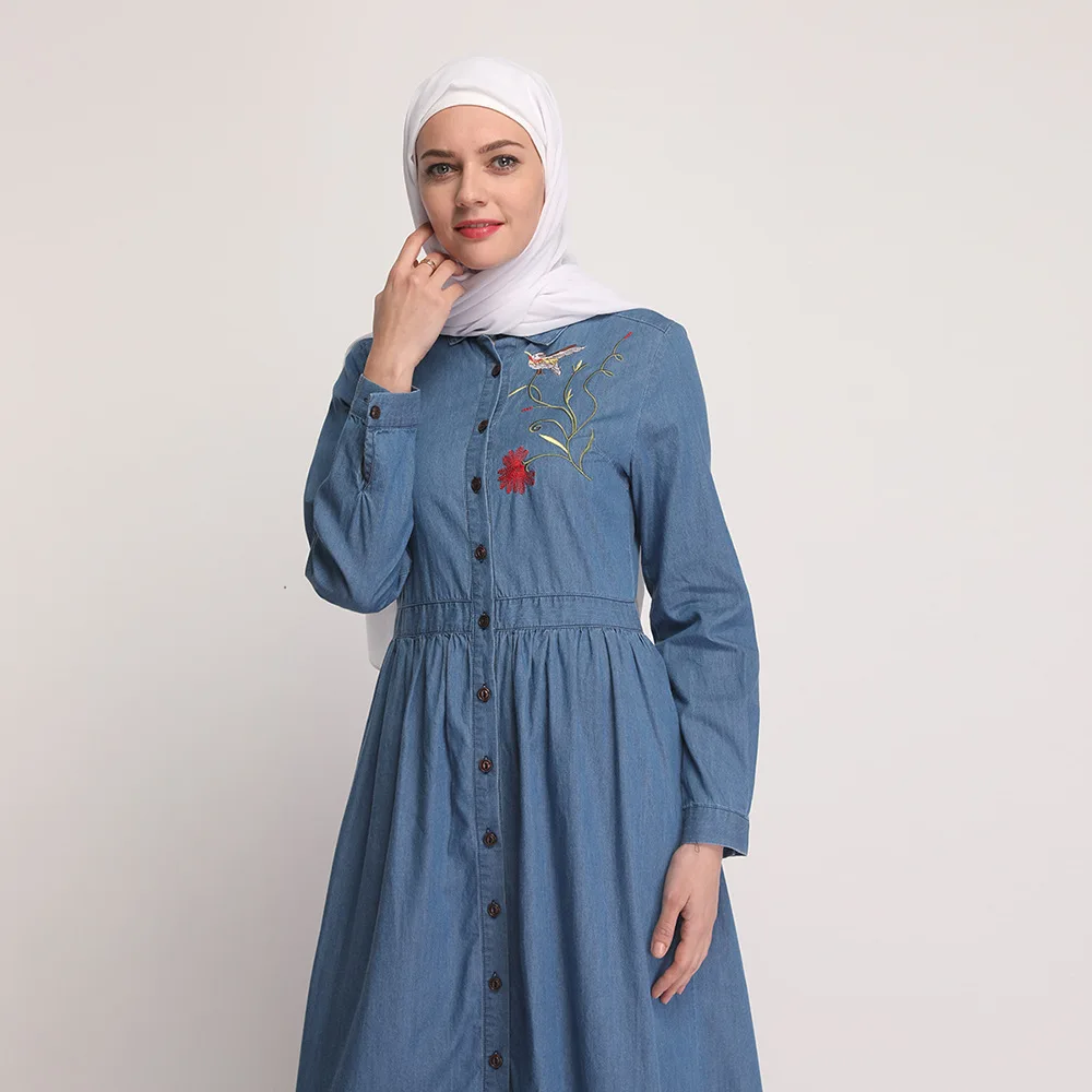 Women Fashion embroidered full button Arab Muslims Dubai Abaya Saudi Turkish Middle East long square neck Jean dress
Women Fashion embroidered full button Arab Muslims Dubai Abaya Saudi Turkish Middle East long square neck Jean dress