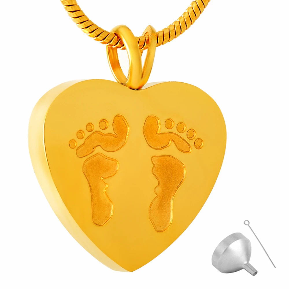 MJD8006 Gold Footprint Heart Shape Stainless Steel Ash Pendant Cremation Jewelry Urn Necklace
MJD8006 Gold Footprint Heart Shape Stainless Steel Ash Pendant Cremation Jewelry Urn Necklace
