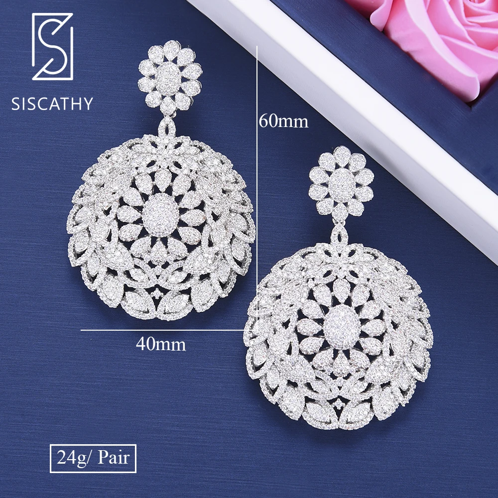 Siscathy Fashion Big Flower Shape Cubic Zirconia Inlaid Earrings African Dubai wedding Engagement Dangle Drop Earrings For Women
Siscathy Fashion Big Flower Shape Cubic Zirconia Inlaid Earrings African Dubai wedding Engagement Dangle Drop Earrings For Women