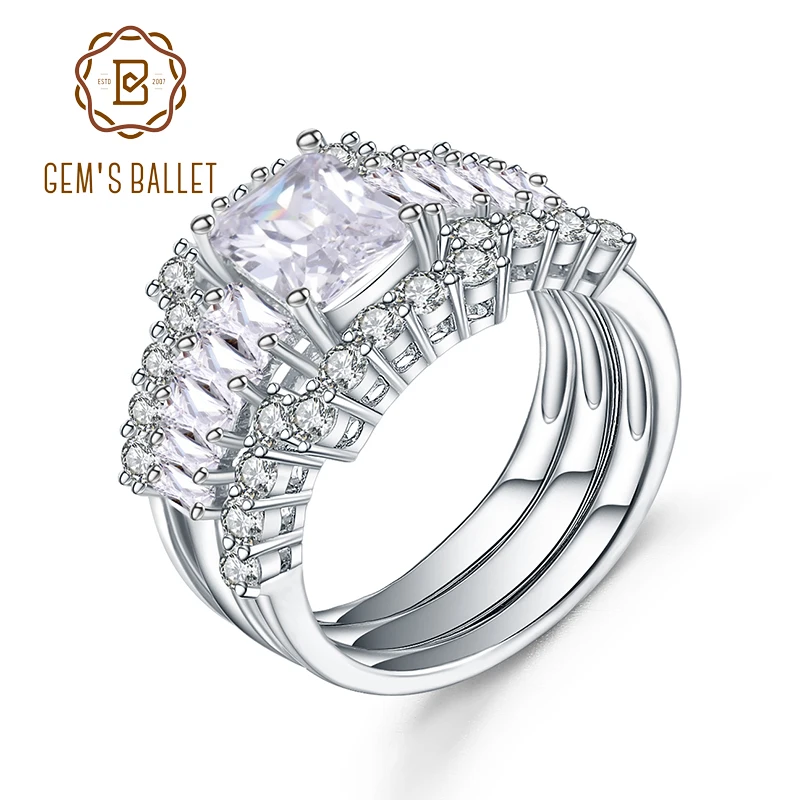 Gem's Ballet 925 Sterling Silver Bridal Set Finger Ring for Ladies Women with Paved Micro Cubic Zircon Crystal Jewelry Wedding
Gem's Ballet 925 Sterling Silver Bridal Set Finger Ring for Ladies Women with Paved Micro Cubic Zircon Crystal Jewelry Wedding