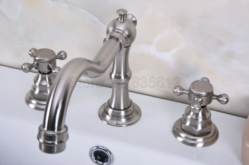 Brushed Nickel Bathroom Faucet Wash Basin Mixer Vessel Sink Tap Deck Mount 3 Hole Widespread Dual Handles Tub Faucets Wbn012
Brushed Nickel Bathroom Faucet Wash Basin Mixer Vessel Sink Tap Deck Mount 3 Hole Widespread Dual Handles Tub Faucets Wbn012