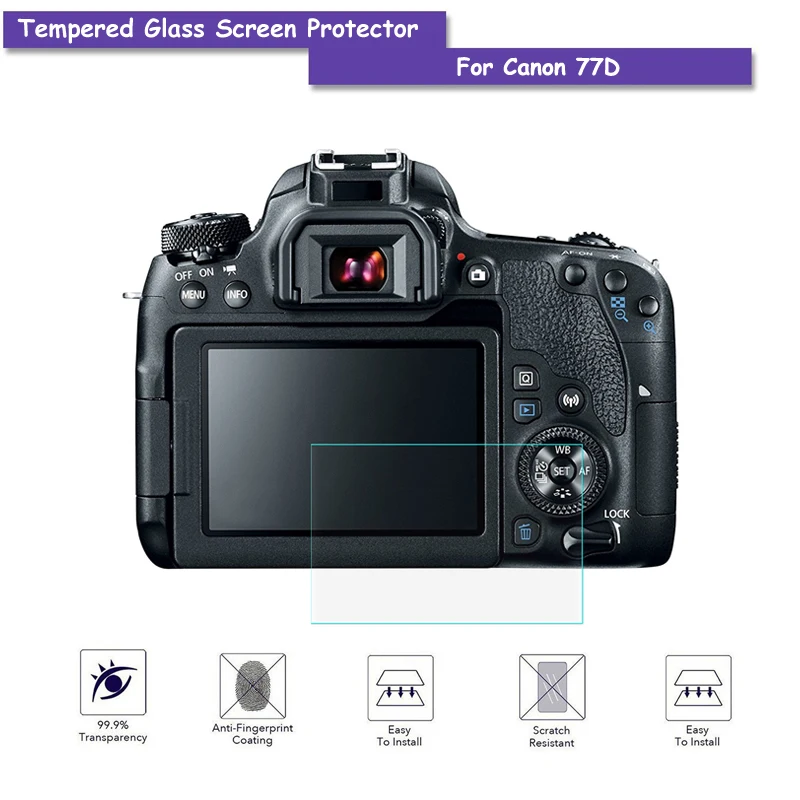 9H Tempered Glass LCD Screen Protector Real Glass Shield Film For Canon 77D Camera Accessories
9H Tempered Glass LCD Screen Protector Real Glass Shield Film For Canon 77D Camera Accessories