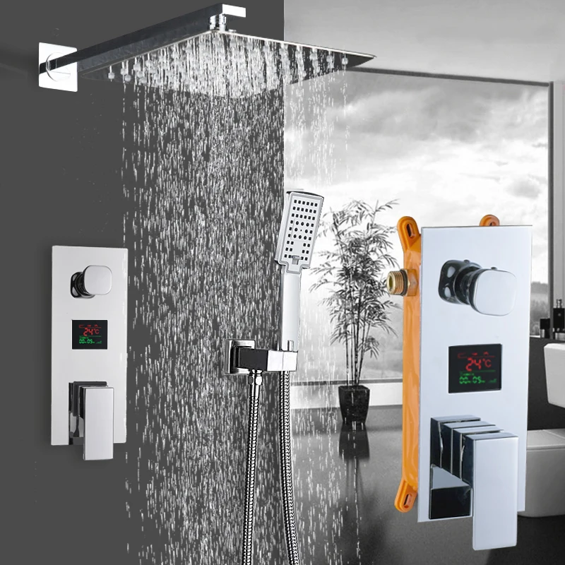 Bathroom Faucet Chrome Digital Display Rainfall Shower Bath Faucet Wall Mount Bathtub Shower Mixer Tap Bathroom Shower System
Bathroom Faucet Chrome Digital Display Rainfall Shower Bath Faucet Wall Mount Bathtub Shower Mixer Tap Bathroom Shower System