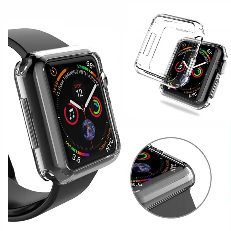 Ультра-тонкий мягкий чехол из ТПУ для Apple Watch серии 4 44 мм 40 с полным покрытием