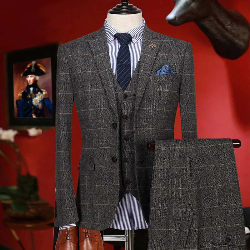 suit men retro deep grey plaid wedding suits for men winter business groom mens suits with pants vest + blazer + pant slim fit
suit men retro deep grey plaid wedding suits for men winter business groom mens suits with pants vest + blazer + pant slim fit