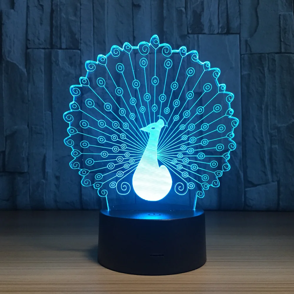 Peacock 3D USB LED Lamp 7 Color Changing Night Light for Home Bedroom Decoration Creative Gift
Peacock 3D USB LED Lamp 7 Color Changing Night Light for Home Bedroom Decoration Creative Gift