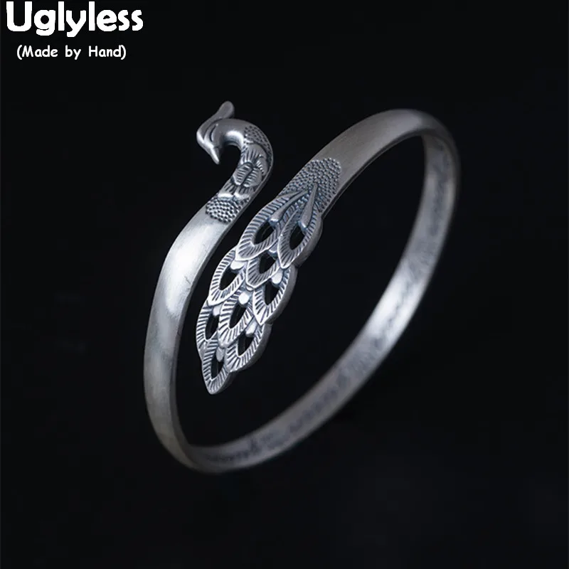 Uglyless 100% 999 Full Silver Peacock Bangles Women Hollow Tail Phoenix Jewelry Sets 925 Silver Animal Rings Ethnic Bracelets
Uglyless 100% 999 Full Silver Peacock Bangles Women Hollow Tail Phoenix Jewelry Sets 925 Silver Animal Rings Ethnic Bracelets