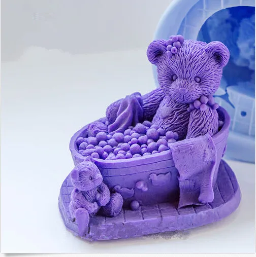Фото 3d форма для мыла Тедди в ванной силиконовая свечей сделай сам медведя