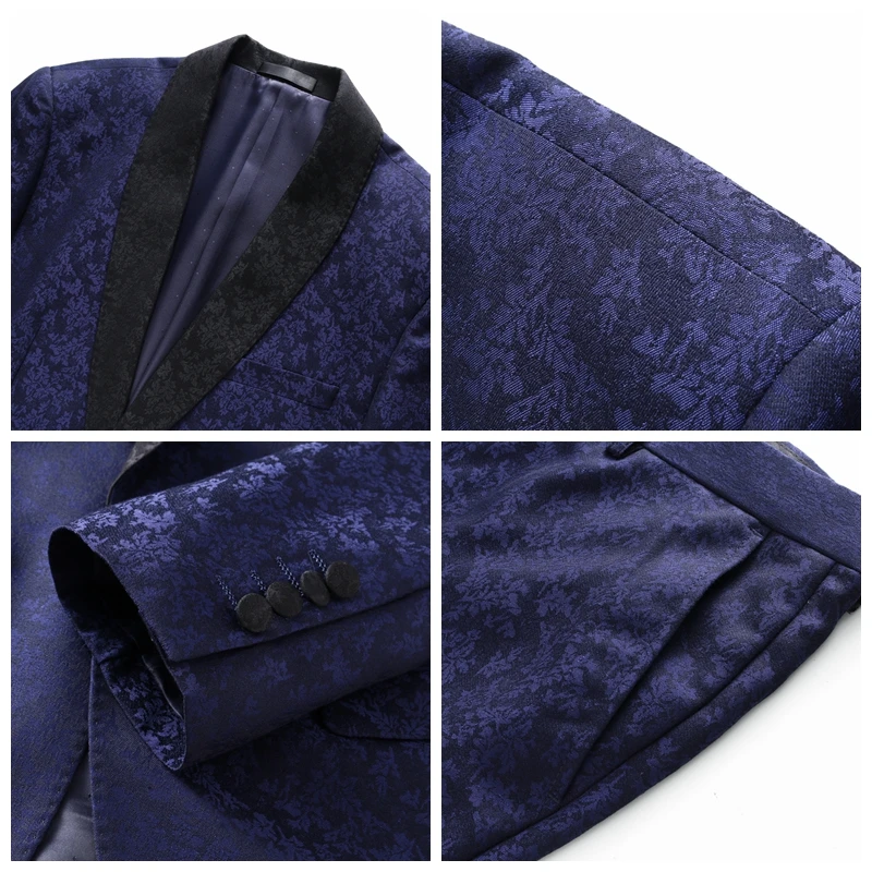 JZ CHIEF Man Wedding Suit Tuxedo 3pieces Print Floral Shawl Lapel One Button British Style Navy Blue Party Prom Suits Large Size
JZ CHIEF Man Wedding Suit Tuxedo 3pieces Print Floral Shawl Lapel One Button British Style Navy Blue Party Prom Suits Large Size