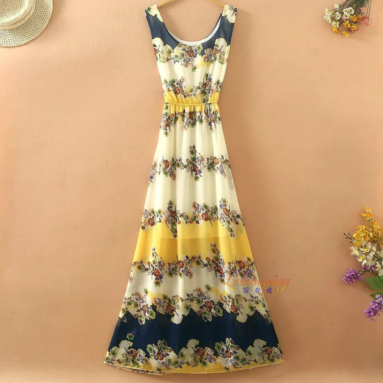1pcs/lot 2015 summer chiffon floral print dress ultra long one-piece dress sleeveless vest beach dress
1pcs/lot 2015 summer chiffon floral print dress ultra long one-piece dress sleeveless vest beach dress