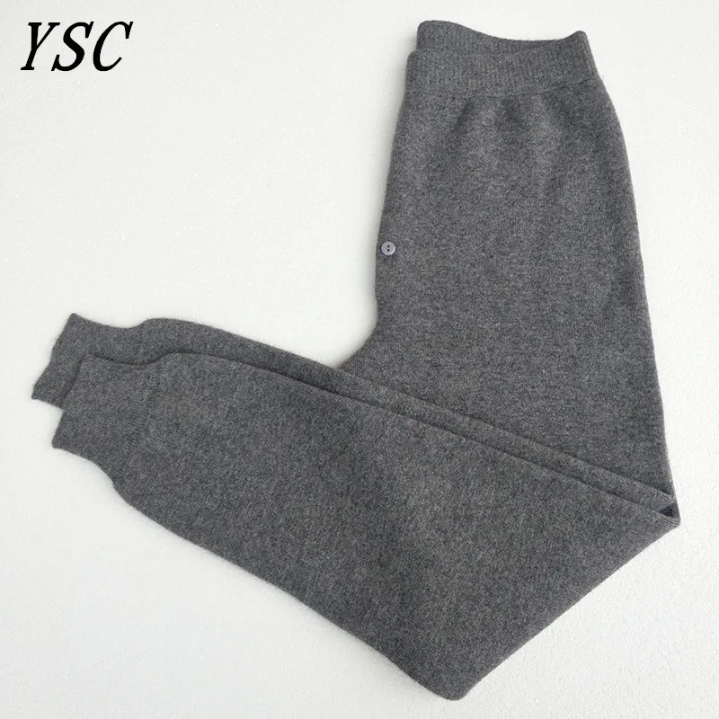 YUNSHUCLOSET новый стиль мужские кашемировые шерстяные теплые брюки трикотажные