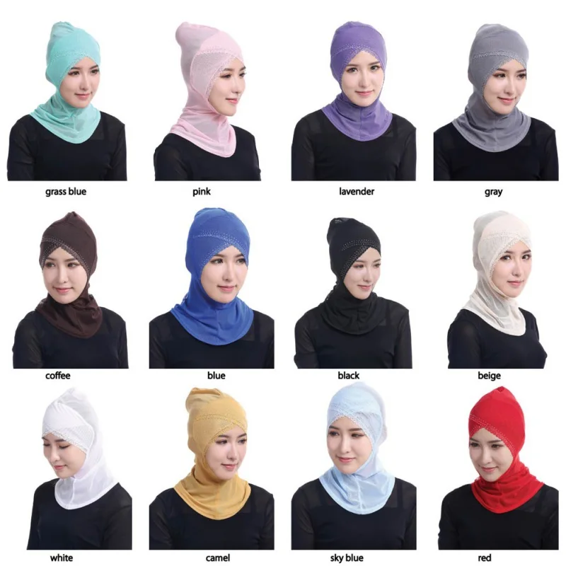 New Womens Face-lift Muslim Hijab Ninja Single Cross Hot Drilling Lace Underscarf Head Islamic Cover Bonnet Hat Cap Scarf W2
New Womens Face-lift Muslim Hijab Ninja Single Cross Hot Drilling Lace Underscarf Head Islamic Cover Bonnet Hat Cap Scarf W2