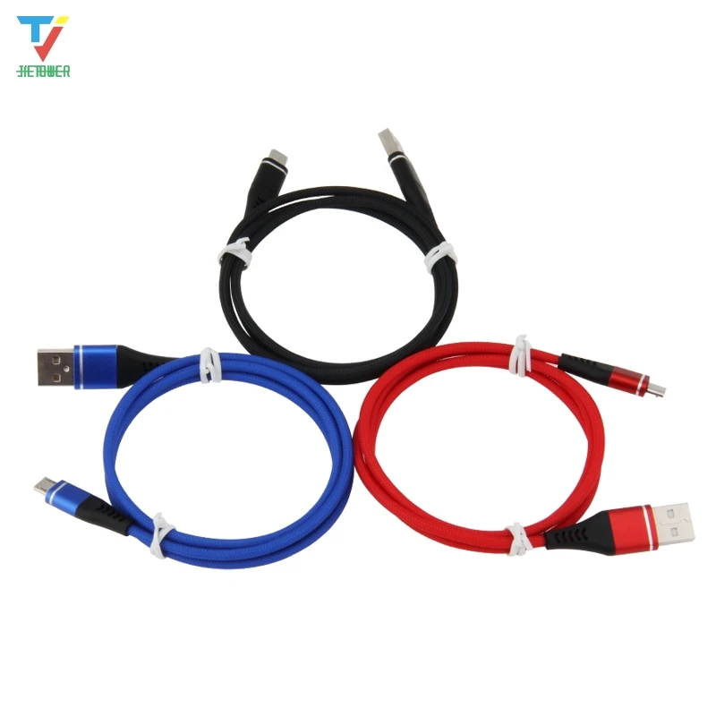100 шт./лот 1/2/3 м измельченные рыбы Micro Usb 5Pin 8Pin Type-C Плетеный тканевый кабель для