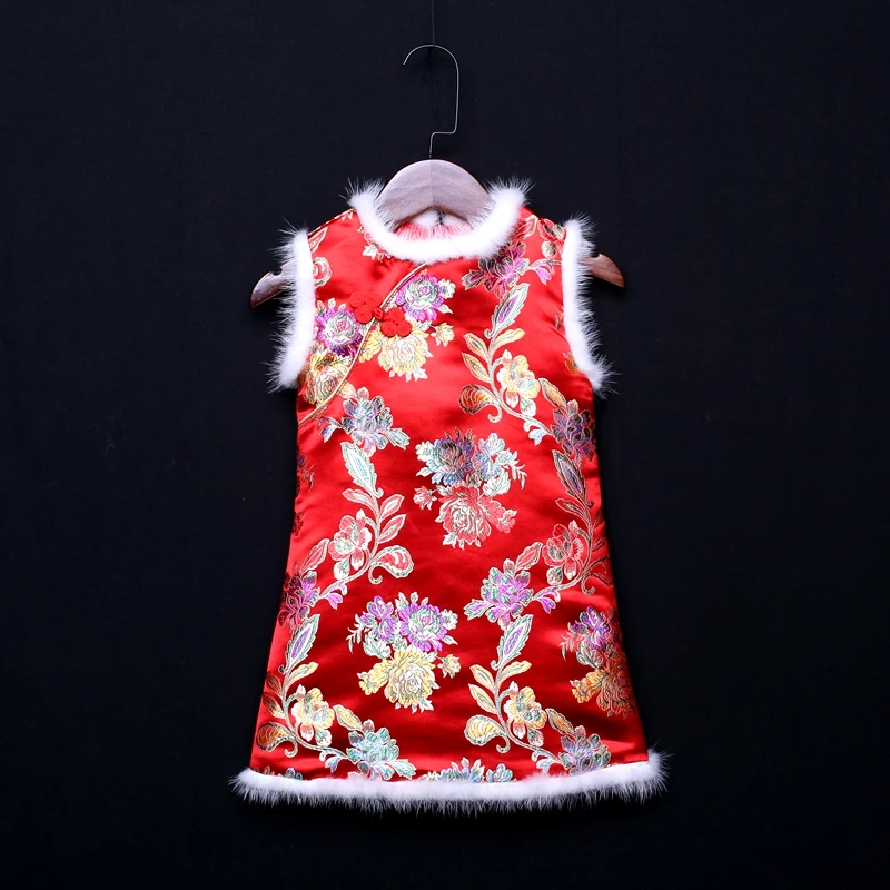 Winter sleeveless Cheongsam vest dress Silk brocade chilren girl clothing family look clothes mother daughter formal party dress
Winter sleeveless Cheongsam vest dress Silk brocade chilren girl clothing family look clothes mother daughter formal party dress
