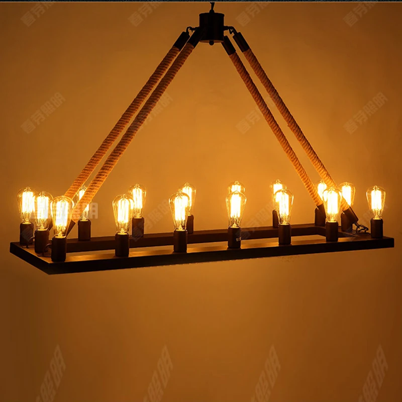 Loft Style Nordic Retro vintage Hemp rope square black / iron rust color Chandeliers E27 AC 110V 220V 16 lights Industrial lamp
Loft Style Nordic Retro vintage Hemp rope square black / iron rust color Chandeliers E27 AC 110V 220V 16 lights Industrial lamp