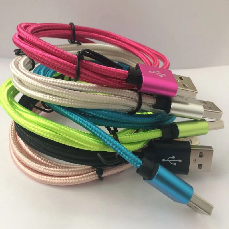 100 шт./лот 2 м 6FT в тканевой оплетке Micro usb кабель для передачи данных (синхронизации)