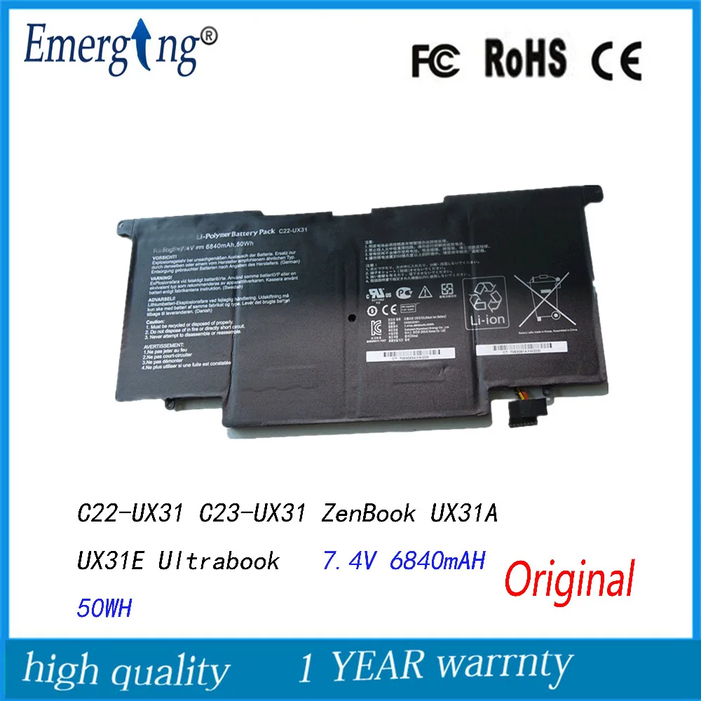7.4V 50Wh New Original Laptop Battery For Asus C22-UX31 C23-UX31 ZenBook UX31A UX31E Ultrabook ux31 UX31A-R4004H UX31E-DH72
7.4V 50Wh New Original Laptop Battery For Asus C22-UX31 C23-UX31 ZenBook UX31A UX31E Ultrabook ux31 UX31A-R4004H UX31E-DH72