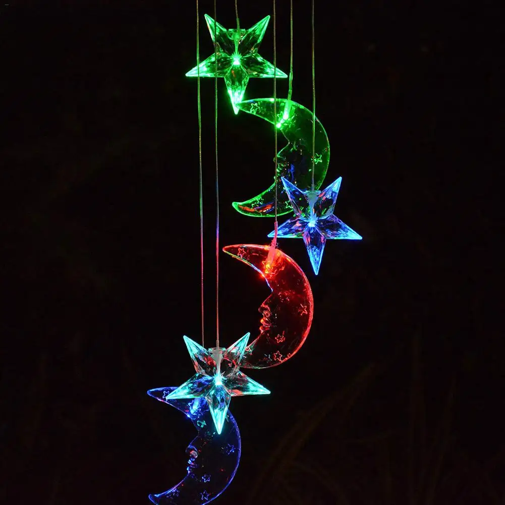 Solar Lamp Wind Chime Color Changing Light Solar Mobile Moon Star LED Light for Courtyard
Solar Lamp Wind Chime Color Changing Light Solar Mobile Moon Star LED Light for Courtyard