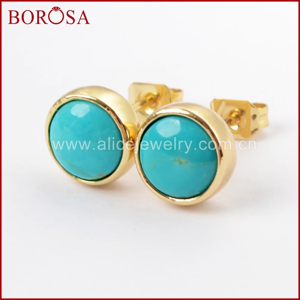 BOROSA 5Pairs Round Gold Color Bezel Blue Natural Turquoises Natural Blue Stone Stud Earrings Druzy Jewelry for Women ZG0258
BOROSA 5Pairs Round Gold Color Bezel Blue Natural Turquoises Natural Blue Stone Stud Earrings Druzy Jewelry for Women ZG0258