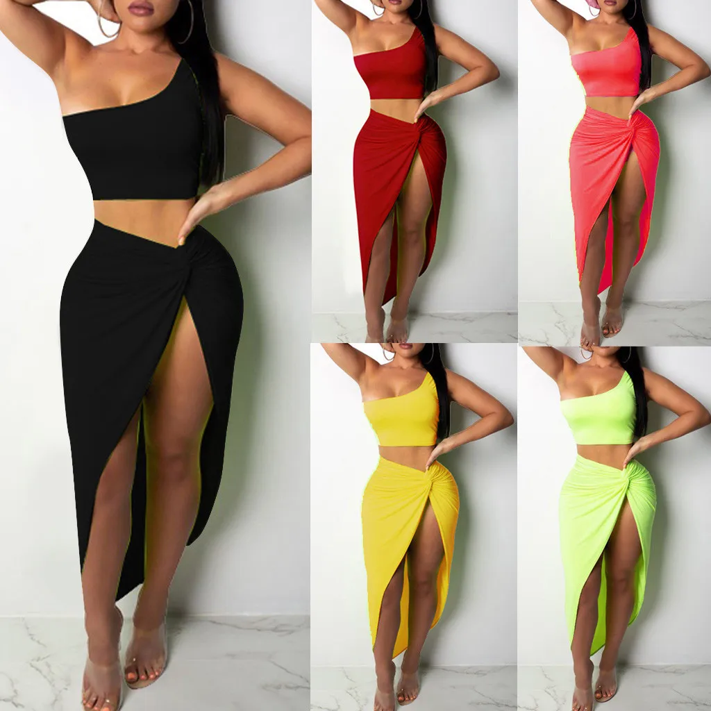 KLV 2019 Women's Skirt Set Fashion Sexy Solid Color One Shoulder Short Top Pleated Split Bag Hip Skirt Set 5.22
KLV 2019 Women's Skirt Set Fashion Sexy Solid Color One Shoulder Short Top Pleated Split Bag Hip Skirt Set 5.22