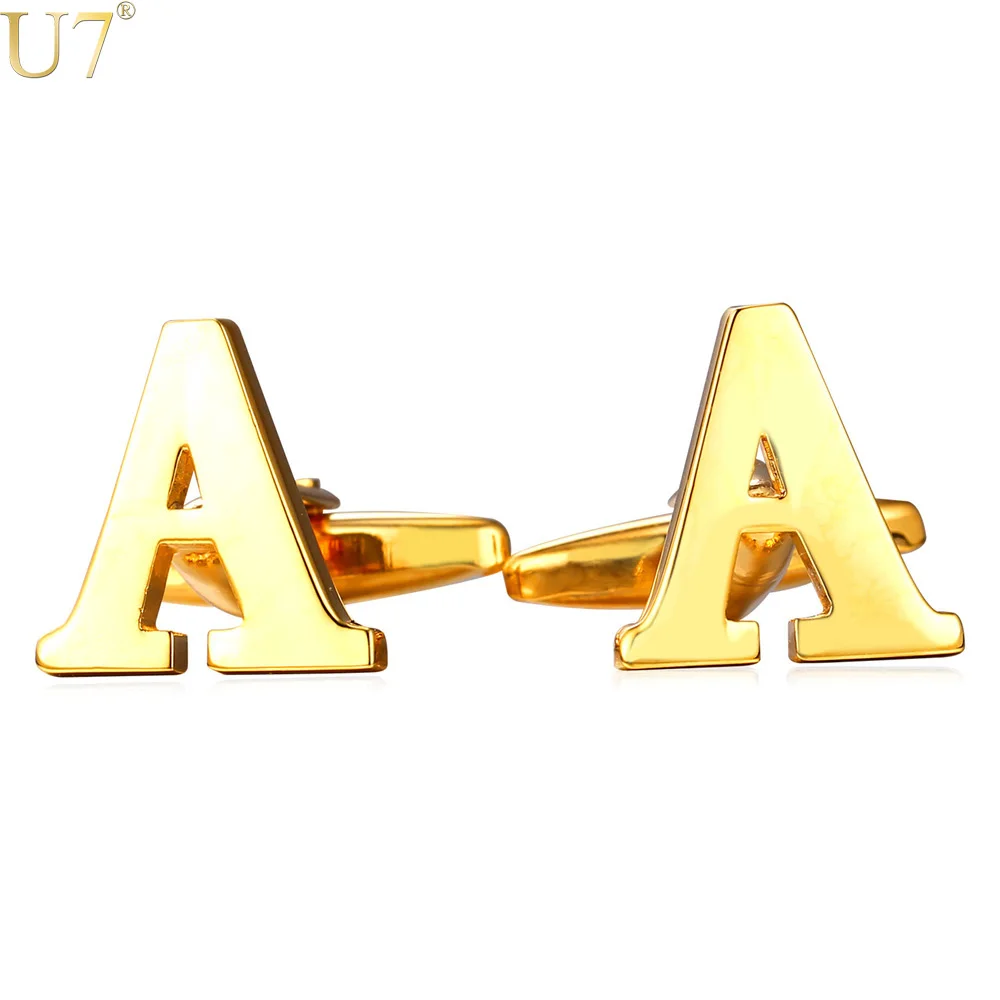 U7 New Alphabet A Letter Cufflinks For Mens Fashion Jewelry Trendy Gold/Silver Color Name Jewelry Cufflinks Box C201
U7 New Alphabet A Letter Cufflinks For Mens Fashion Jewelry Trendy Gold/Silver Color Name Jewelry Cufflinks Box C201