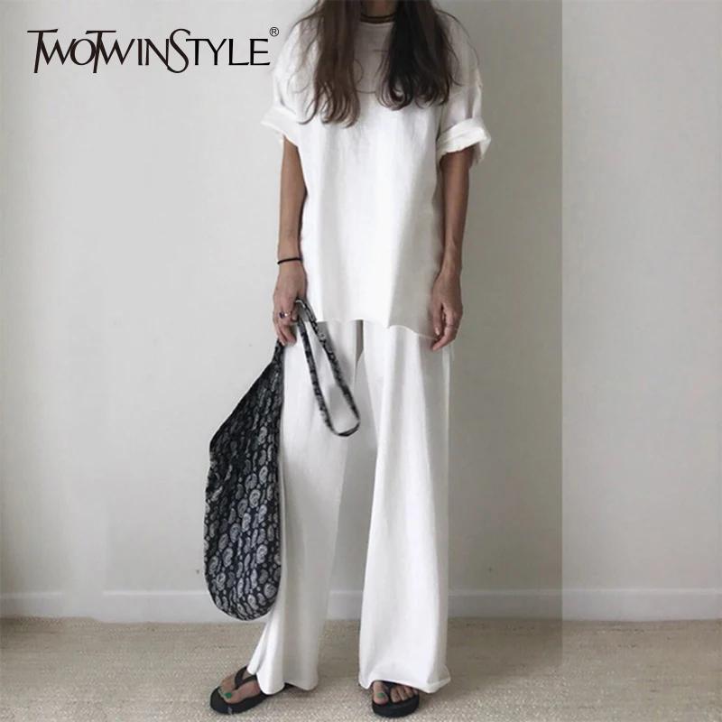 GALCAUR Casual T-shirt Trouser Women Two Piece Set Short Sleeve Loose T-shirts High Waist Wide Leg Pants Suits 2020 Summer
GALCAUR Casual T-shirt Trouser Women Two Piece Set Short Sleeve Loose T-shirts High Waist Wide Leg Pants Suits 2020 Summer