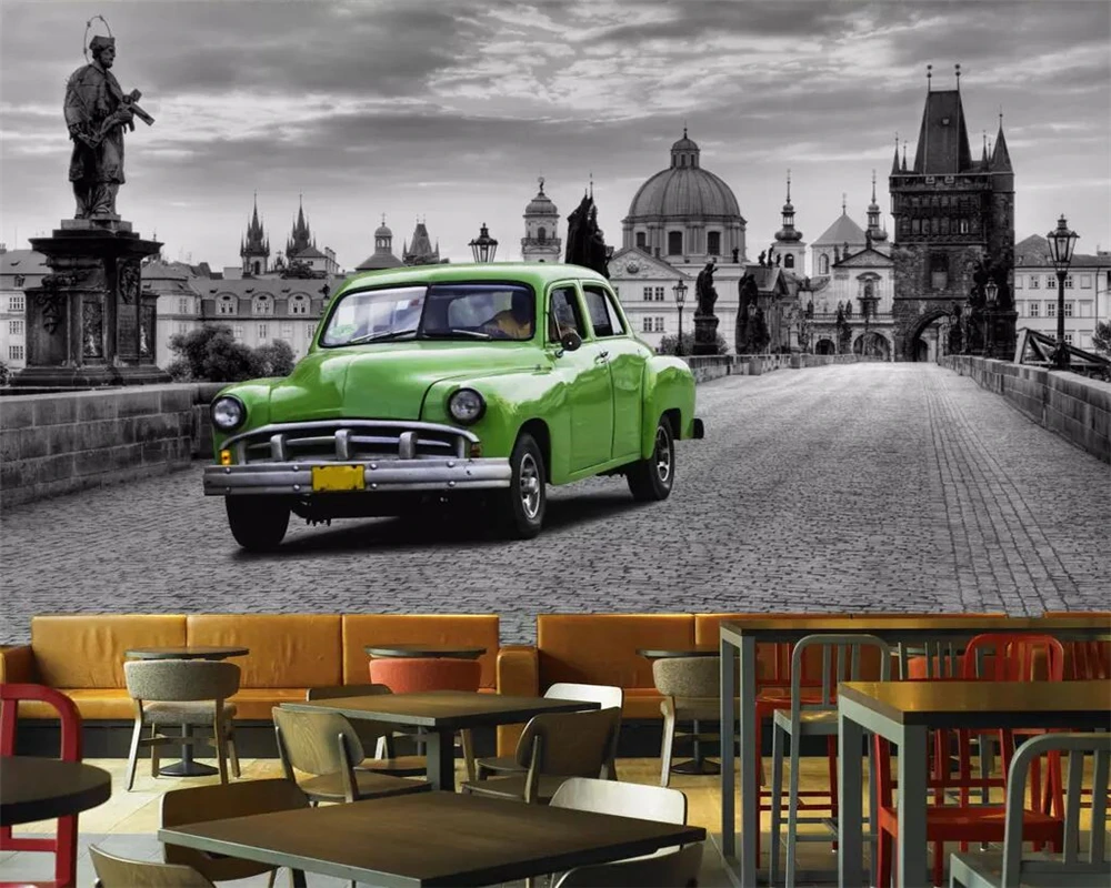 beibehang Wallpaper custom large high-end retro nostalgic black and white street classic car hotel restaurant background Wall
beibehang Wallpaper custom large high-end retro nostalgic black and white street classic car hotel restaurant background Wall