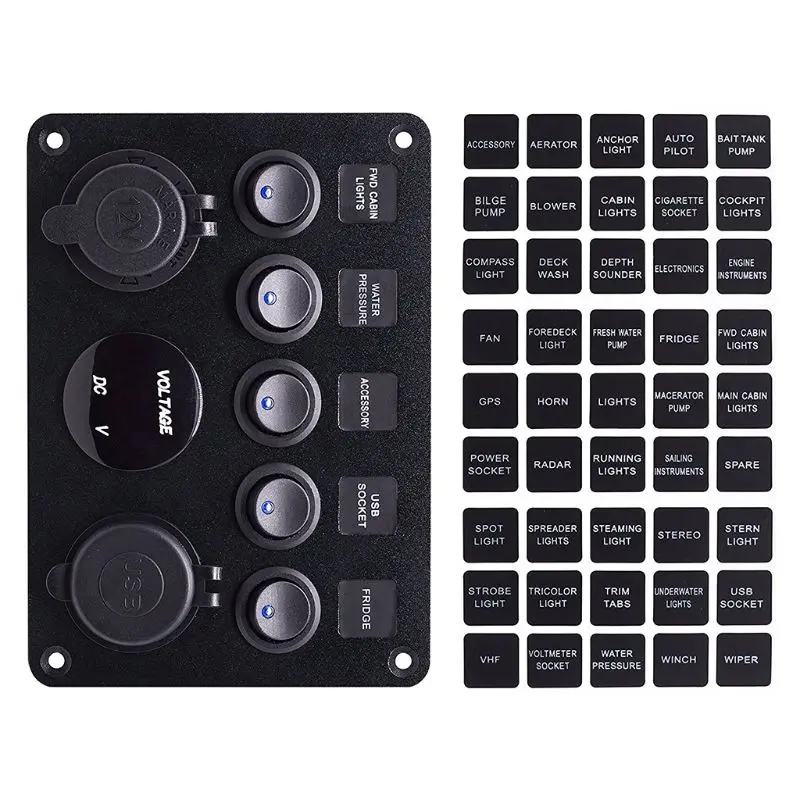 12-24V Cat-eye Switch Combination Panel with Fuse Box Protection Voltmeter Power Socket Dual USB Car Charger
12-24V Cat-eye Switch Combination Panel with Fuse Box Protection Voltmeter Power Socket Dual USB Car Charger