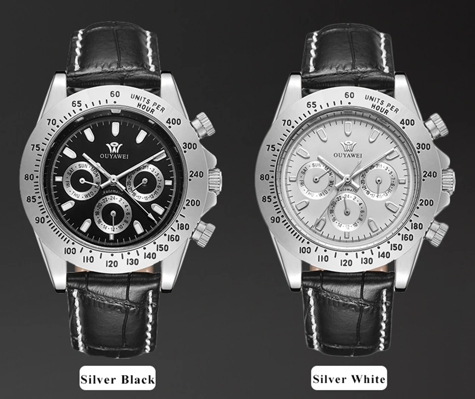 Luxury Gold OUYAWEI Automatic Self wind mechanical Men Wrist Watch relogio masculio Leather Strap 30M dive Black Casual Watches
Luxury Gold OUYAWEI Automatic Self wind mechanical Men Wrist Watch relogio masculio Leather Strap 30M dive Black Casual Watches