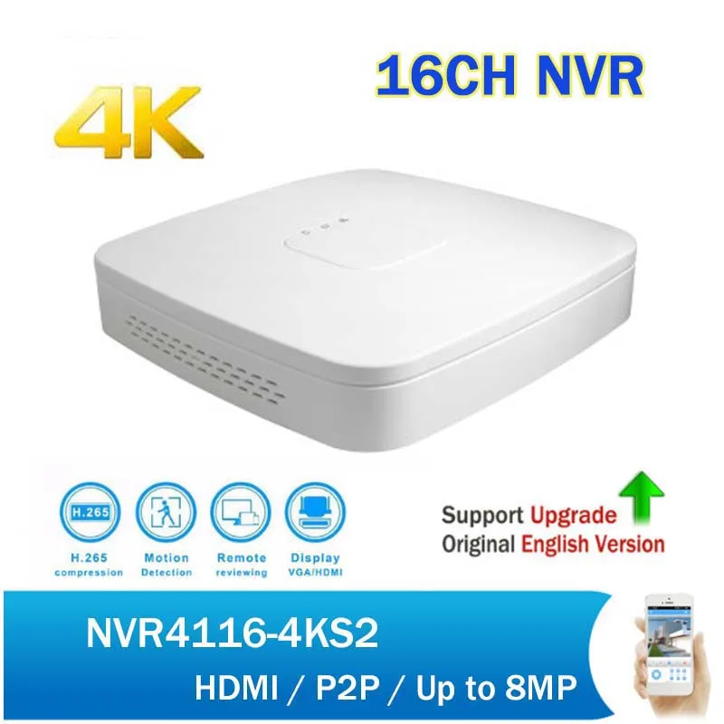 Оригинальный английский NVR NVR4116 4KS2 до 8MP Разрешение канала Смарт 1U 4 К и H265 Lite