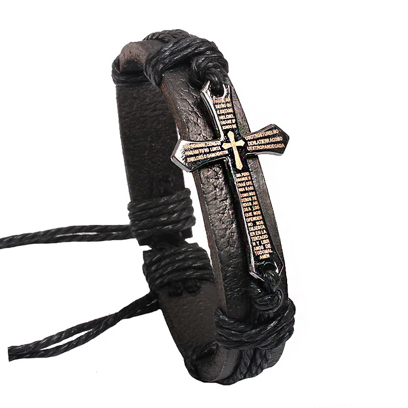 New Fashion Men Jewelry Vintage Leather Bracelets & Bangles Metal Cross Jesus Bracelet Adjustable Wax Cord Brown Black
New Fashion Men Jewelry Vintage Leather Bracelets & Bangles Metal Cross Jesus Bracelet Adjustable Wax Cord Brown Black