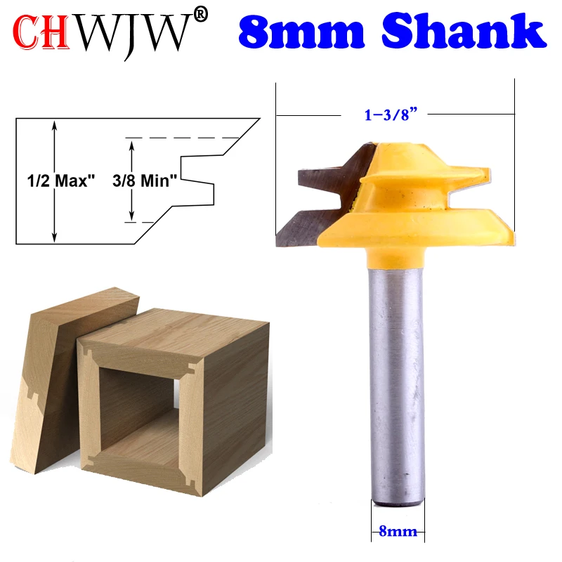 1PC 8mm Shank Lock Miter Router Bit Anti-kickback 45 Degree 1/2 3/4 Inch Stock Tenon Cutter for Woodworking Tools
1PC 8mm Shank Lock Miter Router Bit Anti-kickback 45 Degree 1/2 3/4 Inch Stock Tenon Cutter for Woodworking Tools