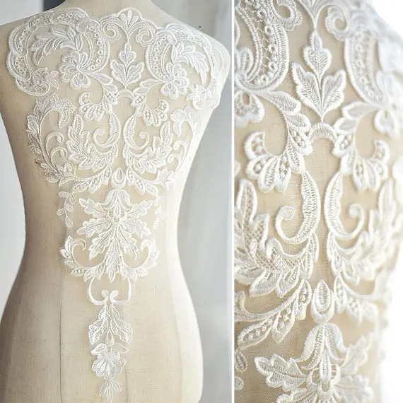 3 pcs Heavy Embroidered Bodice Lace Applique 32cm*53cm Lace Bodice For Bridal Dress Altering Bridal Lace Applique
3 pcs Heavy Embroidered Bodice Lace Applique 32cm*53cm Lace Bodice For Bridal Dress Altering Bridal Lace Applique