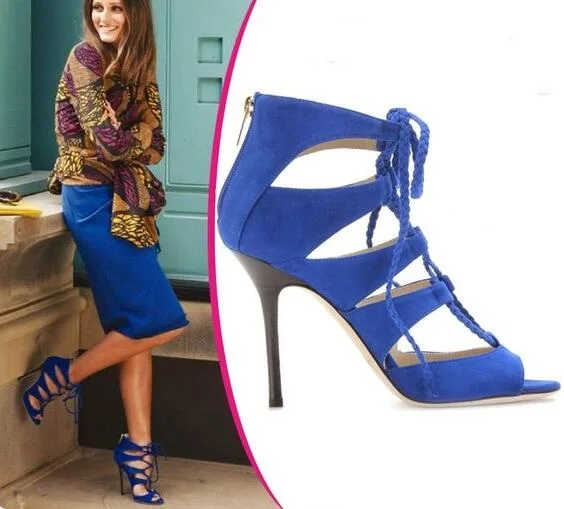 Zapatillas Mujer Hot Selling Blue Suede Leather Lace-up Sandals Peep Toe Gladiator Sandals Boot For Women Designer Dress shoes w
Zapatillas Mujer Hot Selling Blue Suede Leather Lace-up Sandals Peep Toe Gladiator Sandals Boot For Women Designer Dress shoes w